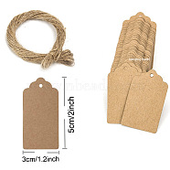 Kraft Paper Gift Tags, Hange Tags, with Hemp Rope, for Arts, Crafts and Food, Rectangle, BurlyWood, Tag: 5x3cm, 101pcs/bag(SCRA-PW0004-176D)