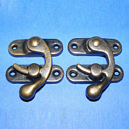 Iron Wooden Box Lock Catch Clasps, Jewelry Box Latch Hasp Lock Clasps, Antique Bronze, 26x23x8mm, Hole: 2~2.5mm, 2pcs/set(X-IFIN-R203-92AB)