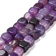 Natural Dragon Veins Agate Beads Strands, Dyed & Heated, Cube, Purple, 9x10x9.5mm, Hole: 1.4mm, about 37pcs/strand, 14.57''(37cm)(G-NH0018-A01-01)
