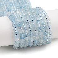 Natural Aquamarine Beads Strands, Faceted, Rondelle, 4x3mm, Hole: 0.7mm, about 131~133pcs/strand, 15.35''(39cm)(G-K376-B04-02)