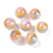 Gradient Color Resin Beads, Pearlized, Round, Sandy Brown, 16mm, Hole: 2.5mm(X-RESI-P042-01A-05)