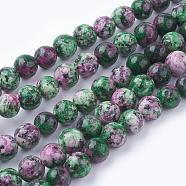 Natural Gemstone Beads Strands, Dyed, Imitation Ruby in Zoisite, Round, Colorful, 8mm, Hole: 1mm, about 49pcs/strand, 15.7 inch(G-G086-8mm-1)