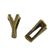 Tibetan Style Alloy Letter Slide Charms, Cadmium Free & Nickel Free & Lead Free, Letter.Y, 11x2~8x4mm, Hole: 7x2mm, about 1135pcs/1000g(TIBEB-Q055-25AB-NR)