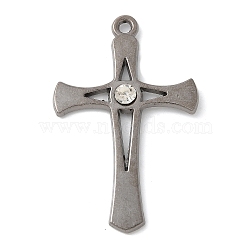 Alloy Rhinestone Pendants, Cross, Gunmetal, 50x32x4.5mm, Hole: 2mm(PALLOY-D290-13B)