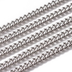 Non-Tarnish Handmade 304 Stainless Steel Curb Chains, Twisted Chains, Unwelded, Faceted, Stainless Steel Color, 6x4.7x1.4mm, Wire: 1.4mm(STAS-F229-06D-P)