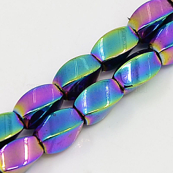 Magnetic Synthetic Hematite Beads Strands, Twist, Multi-color Plated, 7x4mm, Hole: 1mm, 15.7 inch(G-K037-33)