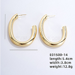 Minimalist Geometric Copper Stud Earrings with Shiny Circle Design for Fashionistas, Golden, 54x38mm(HZ1541-1)