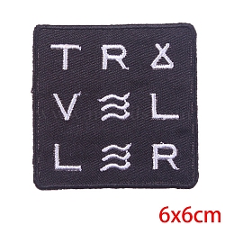 Computerized Embroidery Cloth Self Adhesive Patches, Stick On Patch, Costume Accessories, Appliques, Square, 60x60mm(PW-WG6062A-02)