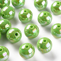 Opaque Acrylic Beads, AB Color Plated, Round, Lawn Green, 16x15mm, Hole: 2.8mm, about 220pcs/500g(MACR-S370-D16mm-A06)