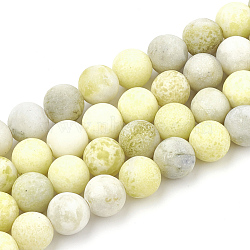 Natural Yellow Mustard Jasper Beads Strands, Frosted, Round, 8~8.5mm, Hole: 1mm, about 45pcs/strand, 14.76 inch(37.5cm)(X-G-T106-302)