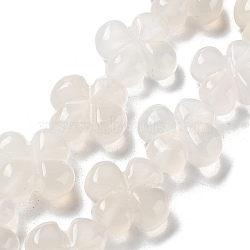 Natural White Agate Beads Strands, 4-Petal Flower, 14x14x5.5mm, Hole: 1.2mm, about 15pcs/strand, 7.87''(20cm)(G-P520-A01-01)
