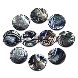 Natural Abalone Shell/Paua Shell Cabochons, with Freshwater Shell, Flat Round, Colorful, 20x3mm(X-SSHEL-N034-72C-01)