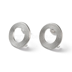 304 Stainless Stud Earring Findings, with Vertical Loops, Donut, Stainless Steel Color, 17x16.5mm, Hole: 2.7mm, Pin: 0.5mm(STAS-M314-01G-P)