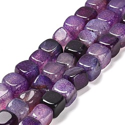 Natural Dragon Veins Agate Beads Strands, Dyed & Heated, Irregular Cube, Purple, 9x10x9.5mm, Hole: 1.4mm, about 37pcs/strand, 14.57''(37cm)(G-NH0018-A01-01)