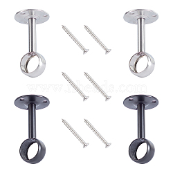 ARRICRAFT 4Pcs 2 Colors Stainless Steel Curtain Rod Ceiling Mount Bracket with Screws, Electrophoresis Black & Stainless Steel Color, 83x46.5mm, Hole: 5mm and 26mm, 2pcs/color(STAS-AR0001-16)