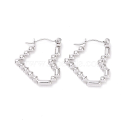 Non-Tarnish 304 Stainless Steel Hoop Earrings for Women, Heart, Stainless Steel Color, 20x18.5x2.5mm, Pin: 0.8mm(EJEW-F287-06P)