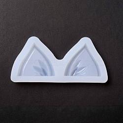 DIY Cat's Ear Cabochon Silicone Molds, Resin Casting Molds, for UV Resin & Epoxy Resin Jewelry Making, White, 118x55x11mm, Inner Diameter: 41x47mm(SIMO-B001-10)