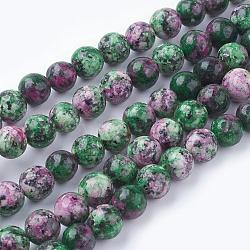 Natural Gemstone Beads Strands, Dyed, Imitation Ruby in Zoisite, Round, Colorful, 8mm, Hole: 1mm, about 45~49pcs/strand, 15 inch(G-G086-8mm-1)