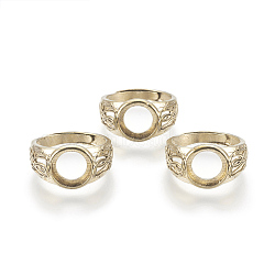Adjustable Brass Finger Rings Components, Wide Band Cuff Rings, Open Rings, Cadmium Free & Lead Free & Nickel Free, Flat Round Tray, Size 8, Raw(Unplated), Tray: 10mm, 18mm(KK-G323-34C-RS)