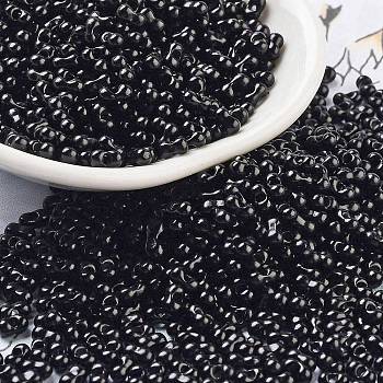 Baking Paint Glass Seed Beads, Peanut, Black, 2~2.5x4x2mm, Hole: 0.8mm, about 15000pcs/pound