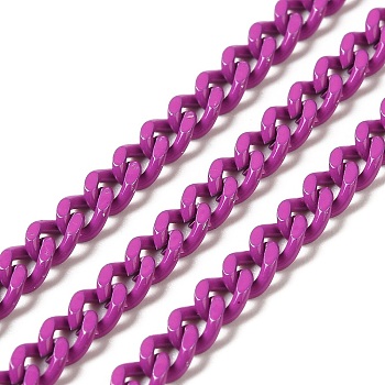 Spray Painted 304 Stainless Steel Curb Chains, with Spool, Unwelded, Medium Purple, 5x3.5x1.6mm