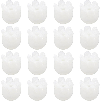 16Pcs Glass Beads, Convallaria Majalis, White, 8.5~9x8.5mm, Hole: 2mm