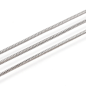 Brass Round Snake Chain, Platinum, 1.2mm, about 50m/roll