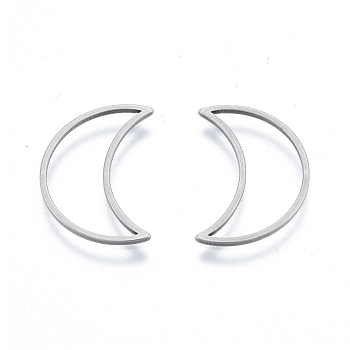 Non-Tarnish 201 Stainless Steel Linking Rings, Moon, Stainless Steel Color, 21x14.5x1mm, Inner Diameter: 7x19.5mm