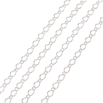 Silver Color Plated Iron Handmade Chains Figaro Chains Mother-Son Chains, Unwelded, with Spool, Mother link: 4x6mm, Son link: 2.5x3.5mm, 0.6mm thick, about 328.08 Feet(100m)/roll