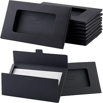 Nbeads 30Pcs Cardboard Boxes with Clear Windows, for Postcard Package, Rectangle, Black, 15.6x10.1x0.55cm