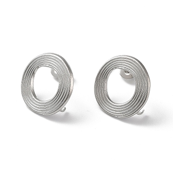 304 Stainless Stud Earring Findings, with Vertical Loops, Donut, Stainless Steel Color, 17x16.5mm, Hole: 2.7mm, Pin: 0.5mm