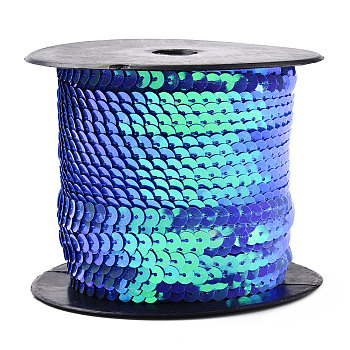 Plastic Paillette/Sequins Chain Rolls, AB Color, Royal Blue, 6mm