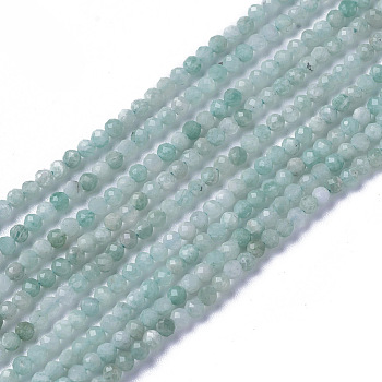 Natural Amazonite Beads Strands, Faceted, Round, 2~3x2~2.5mm, Hole: 0.2mm, about 181~210pcs/strand, 15.9~16.3 inch(40.4~41.5cm)