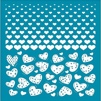 Silk Screen Printing Stencil, for Painting on Wood, DIY Decoration T-Shirt Fabric, Heart Pattern, 100x127mm