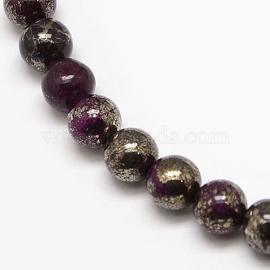 Electroplate Gemstone Natural Pyrite Round Beads Strands(G-L129-6mm-02)-2