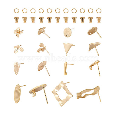 Jewelry 16Pcs 8 Style Brass Stud Earring Findings(DIY-PJ0001-36)-2