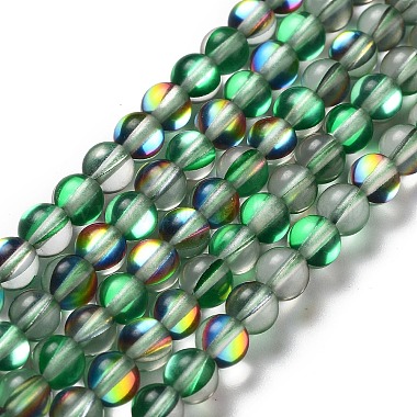 Dark Green Round Moonstone Beads