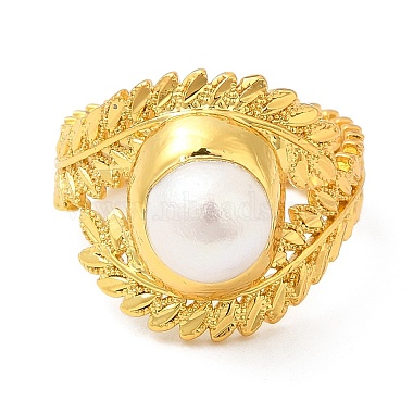 Natural Pearl Open Cuff Ring(RJEW-M150-05G)-2