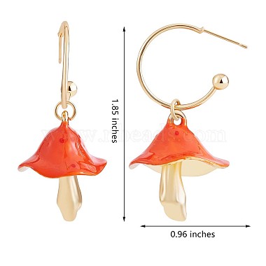 Enamel Mushroom Dangle Stud Earrings(JE987C)-7