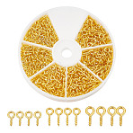 540Pcs 3 Styles Iron Screw Eye Pin Peg Bails, For Half Drilled Beads, Golden, 8~10x4~5x1~1.2mm, Hole: 2~2.8mm, about 200Pcs/style(IFIN-AR0001-32G)