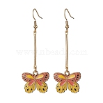Alloy Enamel Butterfly Dangle Earrings, Yellow, 67x22mm(EJEW-JE05604-01)
