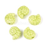 Handmade Porcelain Ceramic Beads, Bright Glazed Porcelain, Shell Shape, Green Yellow, 14x12x7.5~8mm, Hole: 2~2.5mm(PORC-T133-25C)