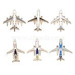 Airplane Enamel Pins, Alloy Aviation Lapel Pin Backs for Backpack Clothes, Golden, Mixed Color, 40x31~42mm(AL-CBAC5A3-01G)