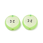 Printed Opaque Acrylic Beads, Apple, Green Yellow, 16.5x17x7mm, Hole: 3mm(AC-CBA8A38-01A)