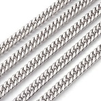 Tarnish Resistant 201 Stainless Steel Cuban Link Chains, Chunky Curb Chains, Unwelded, Stainless Steel Color, 7mm(CHS-L017-17F)