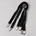 Polyester & Rubber Shirt Stays for Men, Adjustable Elastic Dress Shirt Garters Holder Straps with Iron Non-slip Clips, Black, 537~818x23x8mm(AJEW-WH0596-724B)