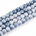 Baking Painted Glass Beads Strands, Imitate Porcelain Beads, Round, Steel Blue, 6~6.5mm, Hole: 1mm, about 137~171pcs/strand, 29.53~36.61 inch(75~93cm)(X-DGLA-N003-6mm-C07)