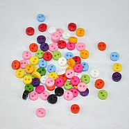 Multi Colour DIY Handcraft Buttons For Dolls Clothes, Flat Round, Resin Button, Mixed Color, about 6mm in diameter, hole: 1mm(X-NNA0VCY)