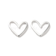 Brass Linking Rings, Heart Connector, 925 Sterling Silver Plated, 11x13x1.5mm, Inner Diameter: 5x11mm(FIND-Z039-18S)