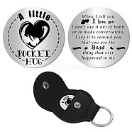 1Pc 201 Stainless Steel Commemorative Coins, Inspirational Quote Coin, Flat Round, with 1Pc PU Leather Guitar Clip, Heart, Coin: 30x2mm(AJEW-CN0001-76E)